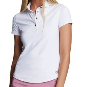 Greyson Scarlett Women’s Polo White Fitted Golf Tennis Collared Size Large